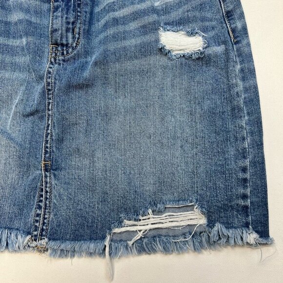 Rewash Brand Womens Vintage Reunion Jean Skirt Blue Mini Distressed Juniors 11 - Picture 5 of 10